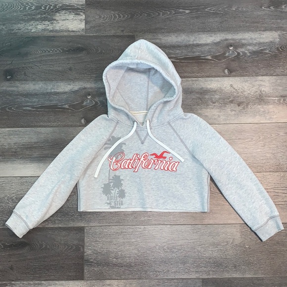 Vintage Hollister Crop Top Hoodie with embroidering and 3/4 length sleeves - Picture 8 of 8